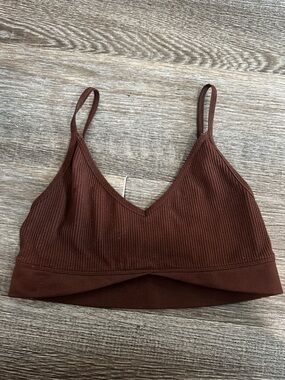 PacSun Brown Ribbed V-Neck Bralette
